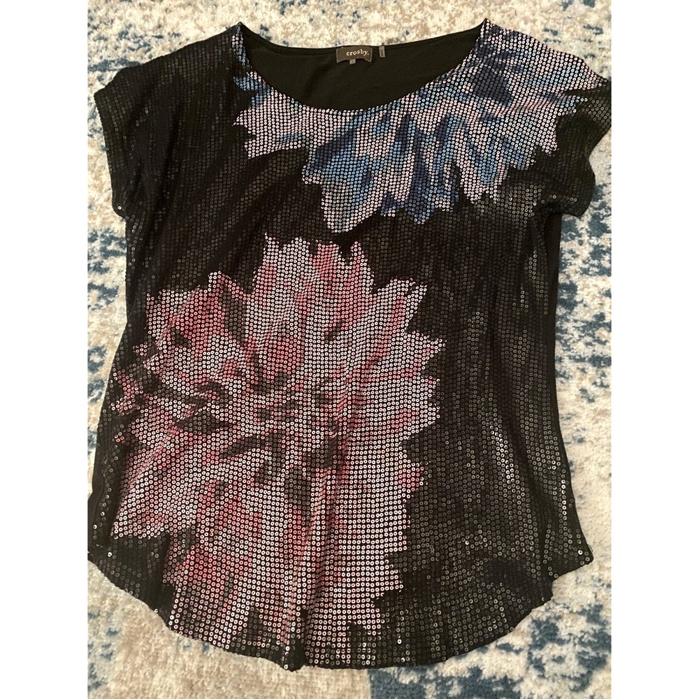 Crosby sequined front short sleeved shirt